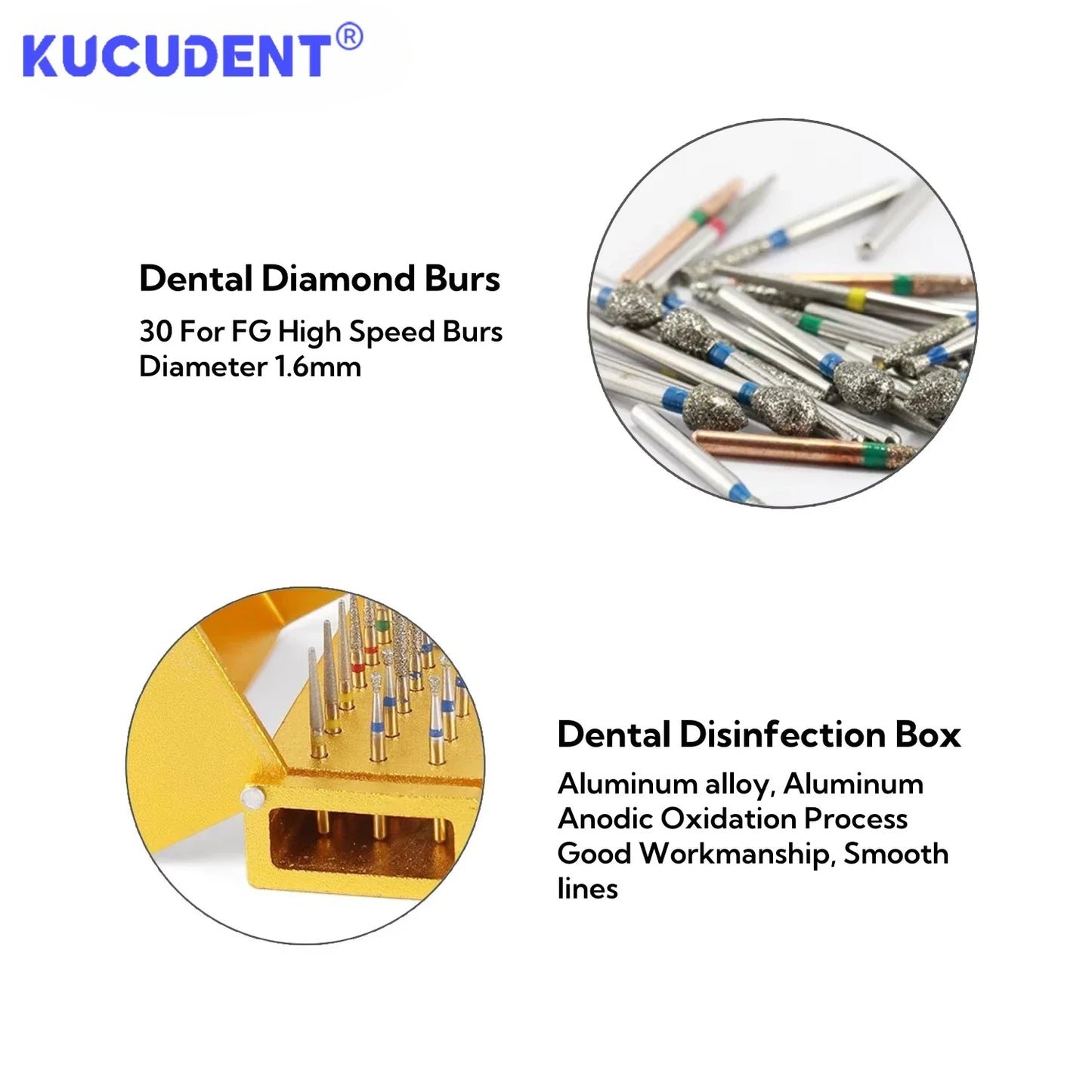 30Pcs/Set Dental Burs Kit With 30Pcs Burs High Speed Handpiece burs