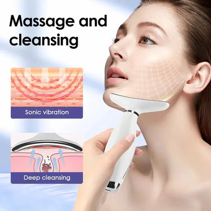 Portable 7 Colors LED Light Therapy Face Neck Massager 3 Gears