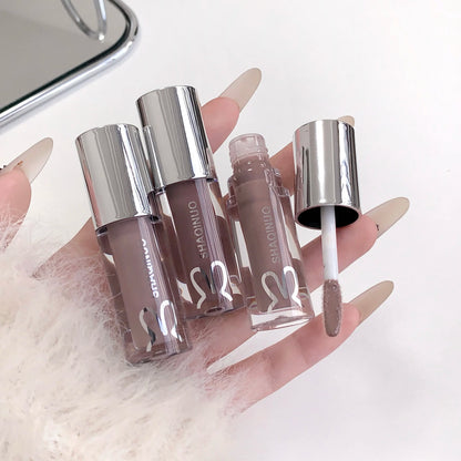 SHAQINUO Water Light Mirror Lip Gloss Lasting Moisturizing Cool Black