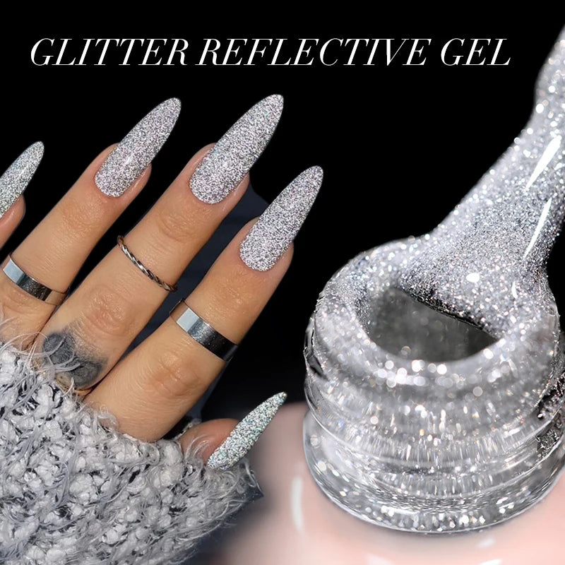 UR SUGAR 15ml Sliver Reflective Nail Gel Polish Shining Glitter Semi