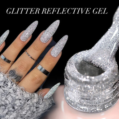 UR SUGAR 15ml Sliver Reflective Nail Gel Polish Shining Glitter Semi