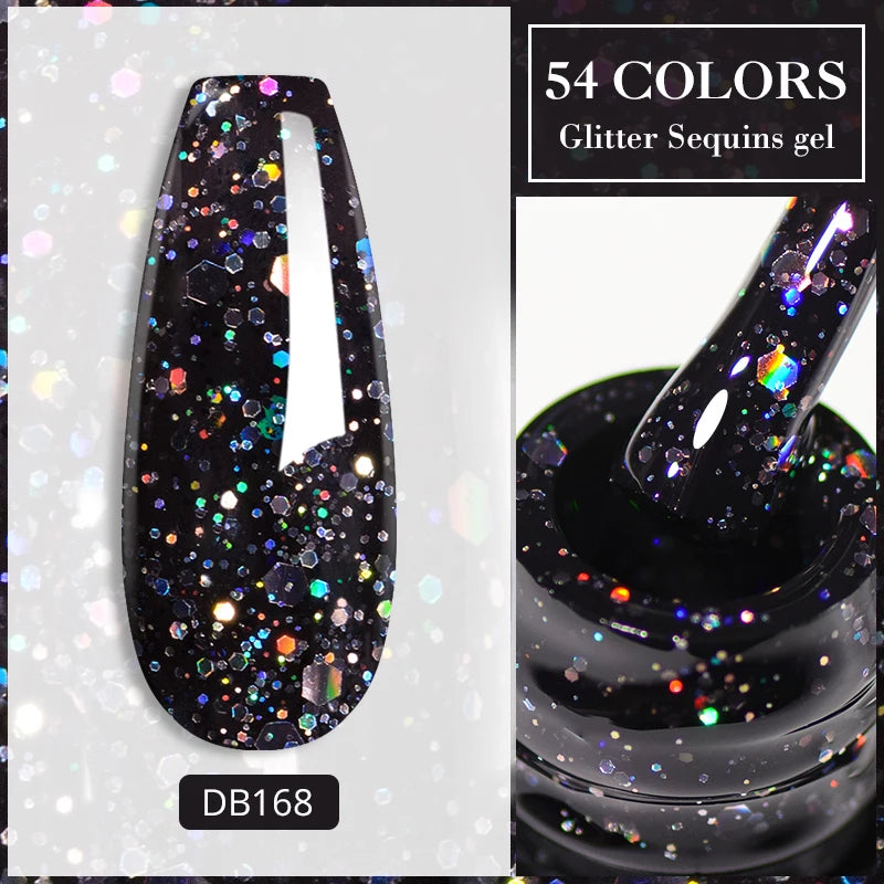 6ml Glitter Gel Nail Polish Sparkling Nail Art  UV Gel Colorful