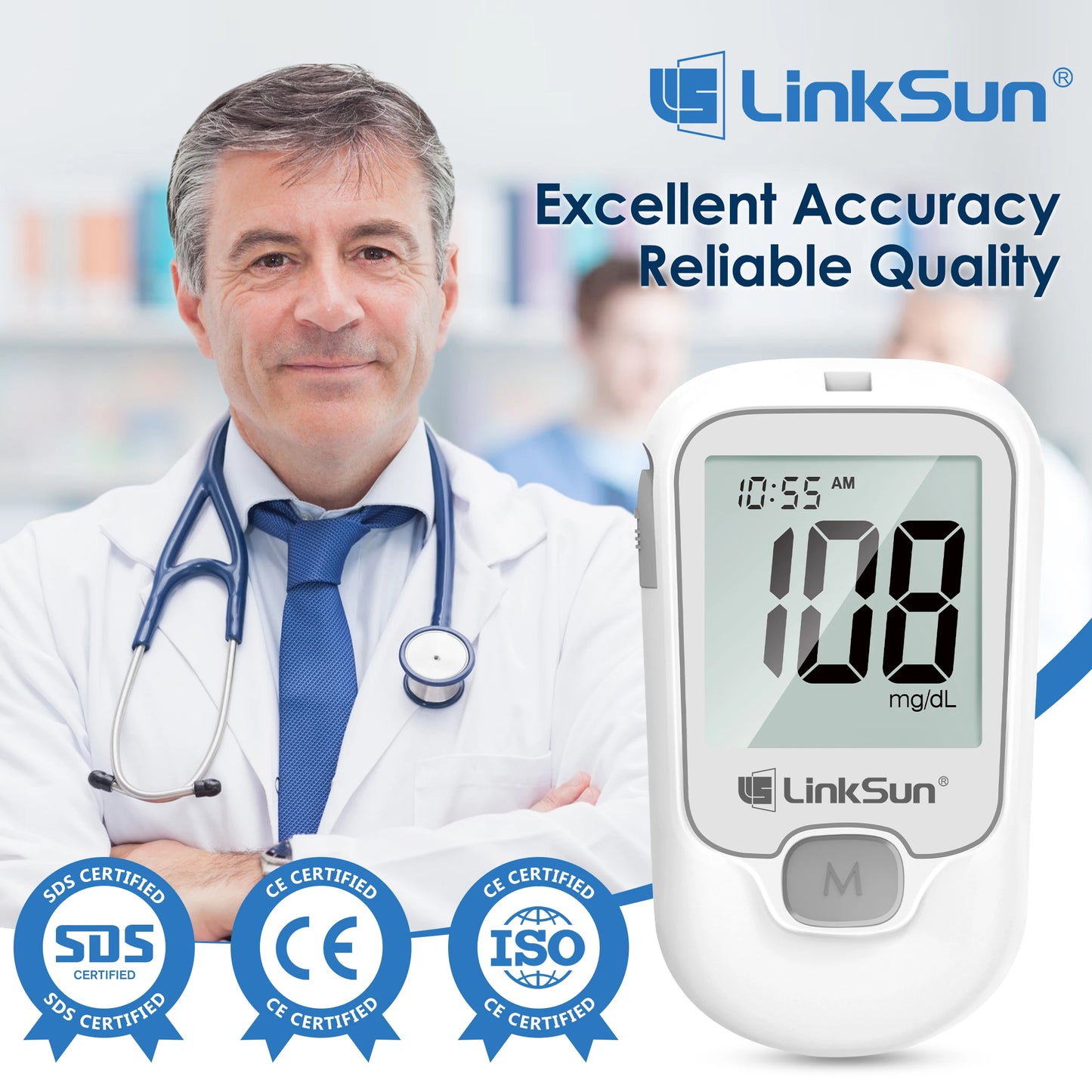 LinkSun G-425-1 Blood Glucose Meter 50/100 pcs Test Strips and Lancets