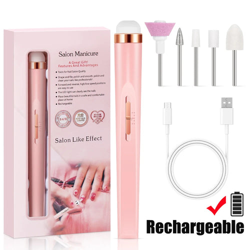 YIKOOLIN Portable Nail File Care Set LED Light Adjustable 4 Speed with