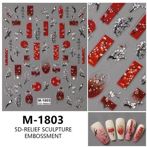 5D Nail Art Stickers Love Hearts Stars French Nail Art Design