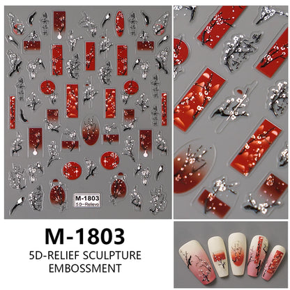 5D Nail Art Stickers Love Hearts Stars French Nail Art Design