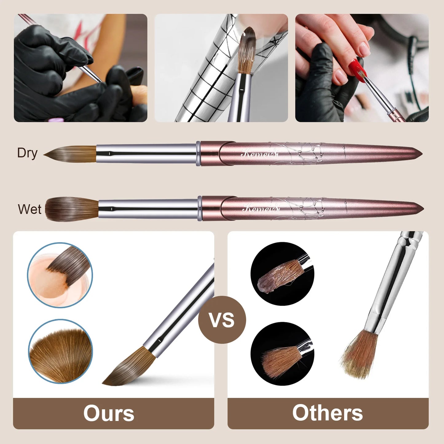 Kolinsky Acrylic Nail Brush Kolinsky Hair Bristles Round Shaped Handle