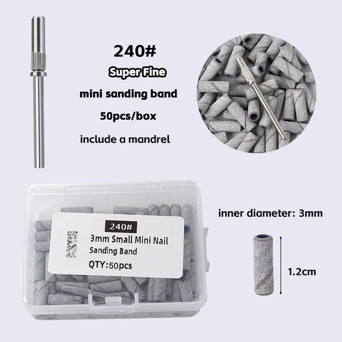 3mm Nail Sanding Bands-80/120/180/240 Grit Mini Nail Drill Bit