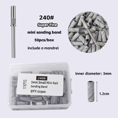 3mm Nail Sanding Bands-80/120/180/240 Grit Mini Nail Drill Bit