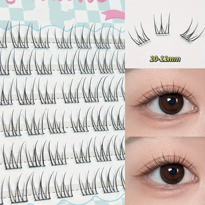 Mixiaohe Glue-Free False Eyelashes 48 Clusters 10-13mm C Curl Beginner