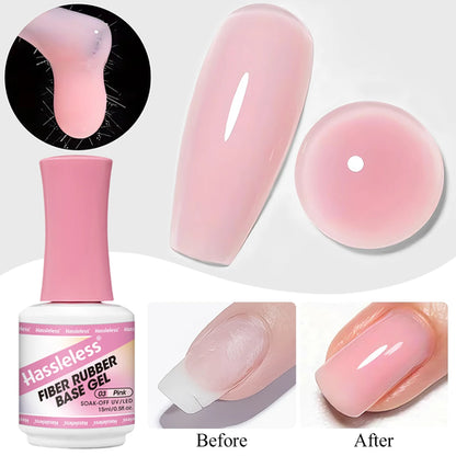 Hassleless 15ml single tube fiber base gel nail polish, clear,