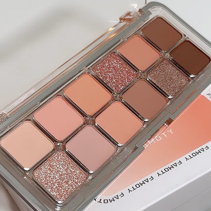 12-Color Low Saturation Matte Eyeshadow Palette Tea Apricot Earth