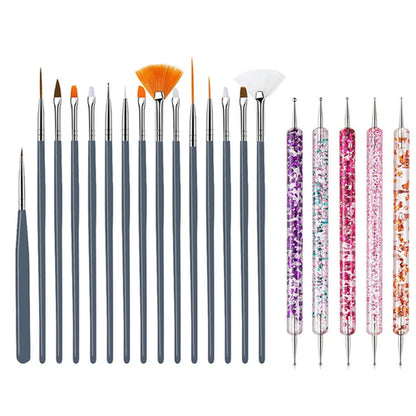 5/20Pcs Nail Art Brush Design Tip Painting Drawing Carving Dotting Pen