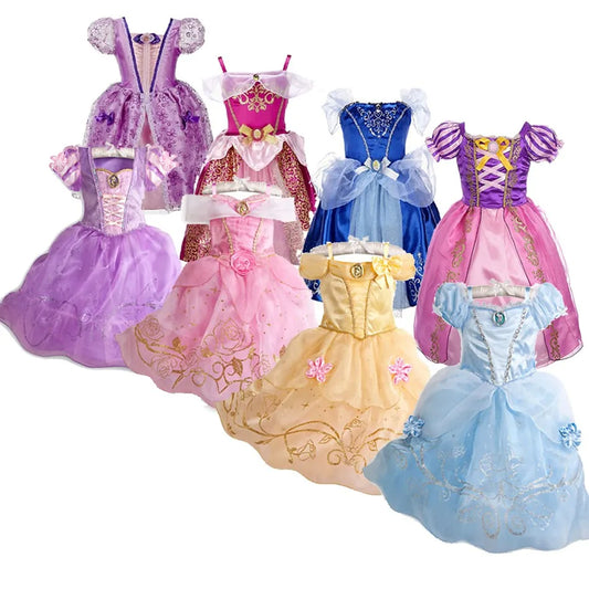 Children Princess Costume Party Fancy Flower Vestido New 2023 Christmas Birthday Carnival Dress Up Rapunzel Belle Disguise Frock