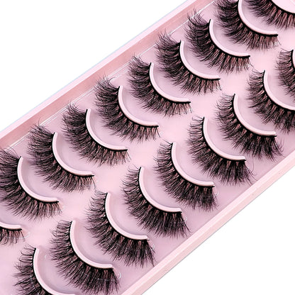 10 Pairs Faux Mink Eyelashes Handmade False Eyelashes Natural Nude