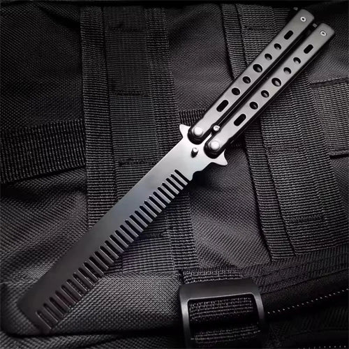 Foldable Comb Stainless Steel Practice Training Butterfly Knife Comb