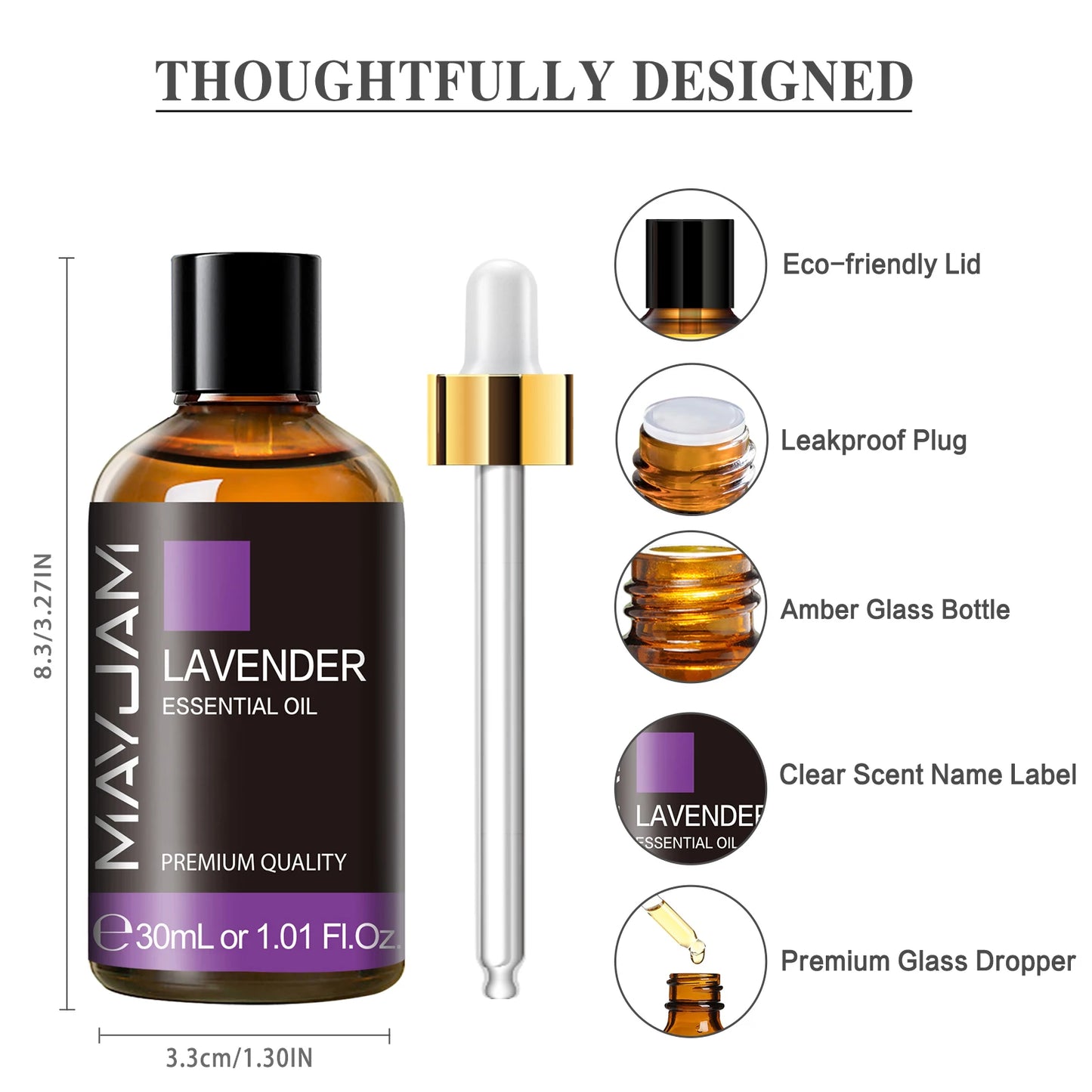 MAYJAM 1PCS 30ML Aromatherapy Essential Oil Lavender Vanilla Jasmine