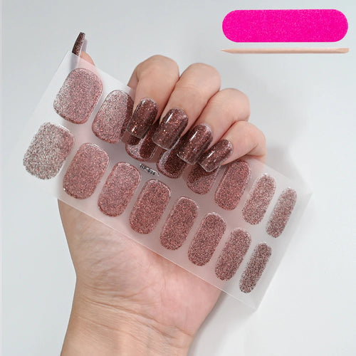 16Tips Semi-Cured Gel Nail Sticker Pure Color UV/LED Lamp Gel Nail