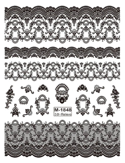 5D Nail Art Stickers Love Hearts Stars French Nail Art Design