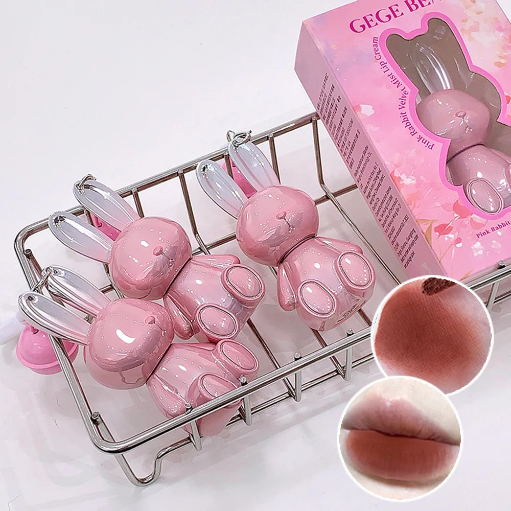 Gege Bear Pink Rabbit Velvet Matte Lip Cream Black Rabbit Water light