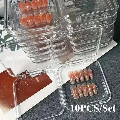 10PCS Press-On Nail Storage Acrylic Boxes with Adhesive Sheets