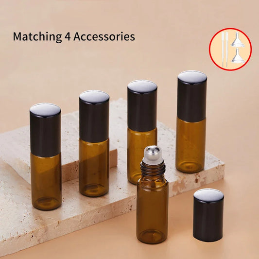 5pcs 4 Accessories Mini Amber Glass Tumbler, 5 5ml Spray Bottles, 2