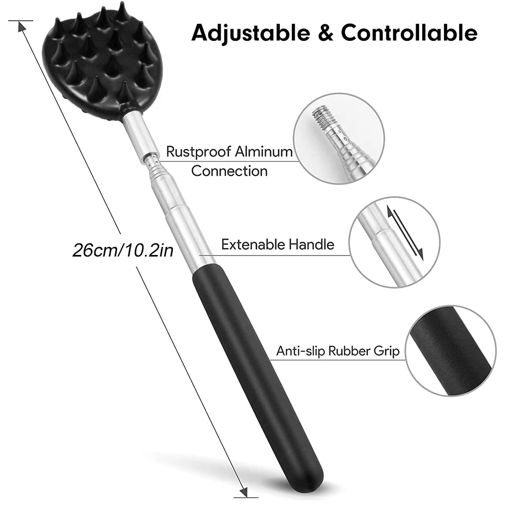 Telescoping Back Scratcher with 3Pcs Detachable Scratching Heads,Bear
