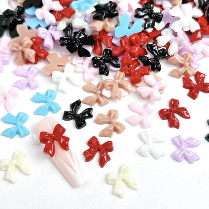 50pcs 3D Aurora Clear Resin Bow Nail Art Charms Cute Butterfly Glitter