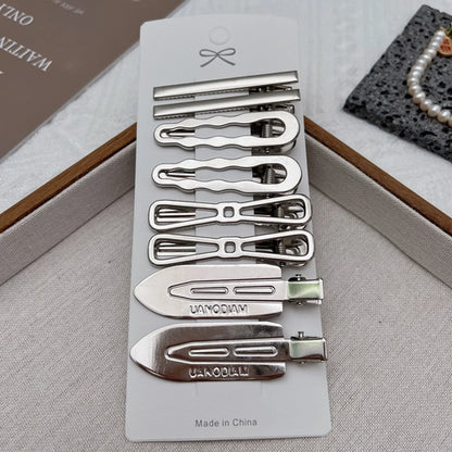 Sliver Metal Hair Clips Women Girls Y2K Duckbill Hairpin Personality