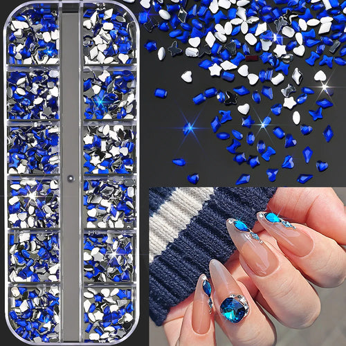 12Grids Ocean Gold Nail Art Charms Shell/Seahorse/Starfish White Half