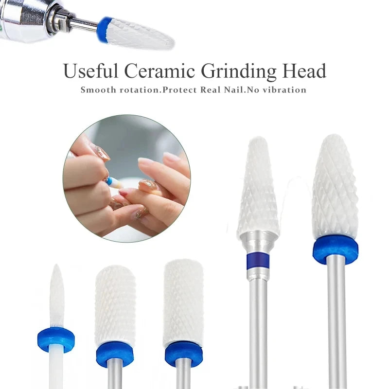 5 Pcs Ceramic Milling Cutter Manicure Nail Drill Bits Electric Nail