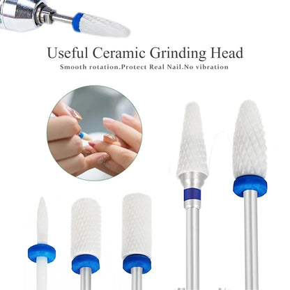 5 Pcs Ceramic Milling Cutter Manicure Nail Drill Bits Electric Nail