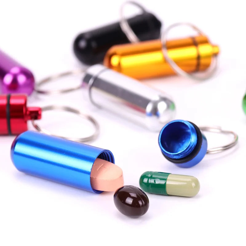 Portable Mini Waterproof Aluminum Pill Box Cases Container Organizer