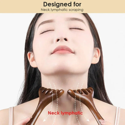 6-Claw Head Massager Wooden Meridian Massage Comb Body Gua Sha Tool