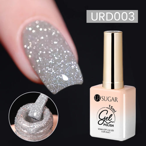 UR SUGAR 15ml Sliver Reflective Nail Gel Polish Shining Glitter Semi