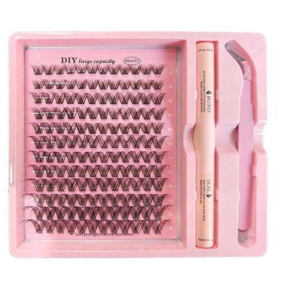 DIY Clusters Lash Kit Full Set 8-16mm Mix Bond&Seal Tweezers Lash for