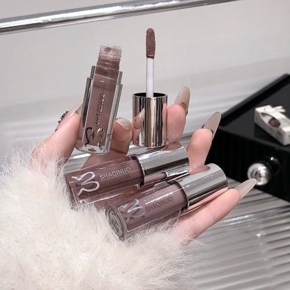 SHAQINUO Water Light Mirror Lip Gloss Lasting Moisturizing Cool Black
