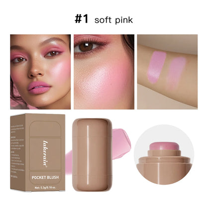 3-in-1Blush Stick Lasting Brightens Facial Cheek Stick Moisturizing