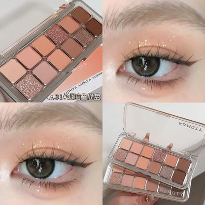12-Color Low Saturation Matte Eyeshadow Palette Tea Apricot Earth