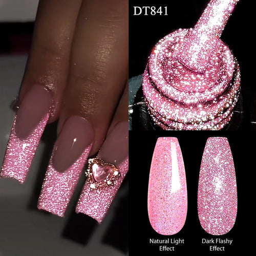 7ml Reflective Glitter Nail Gel Polish Semi Permanent French Style