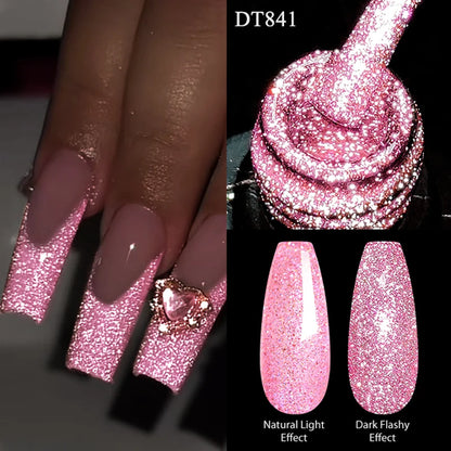 7ml Reflective Glitter Nail Gel Polish Semi Permanent French Style
