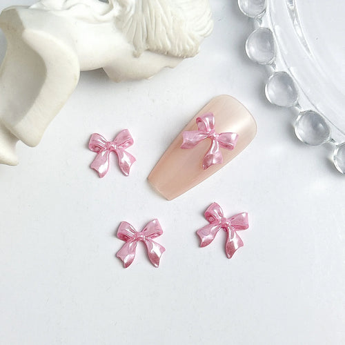 50pcs 3D Aurora Clear Resin Bow Nail Art Charms Cute Butterfly Glitter