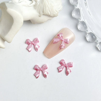 50pcs 3D Aurora Clear Resin Bow Nail Art Charms Cute Butterfly Glitter