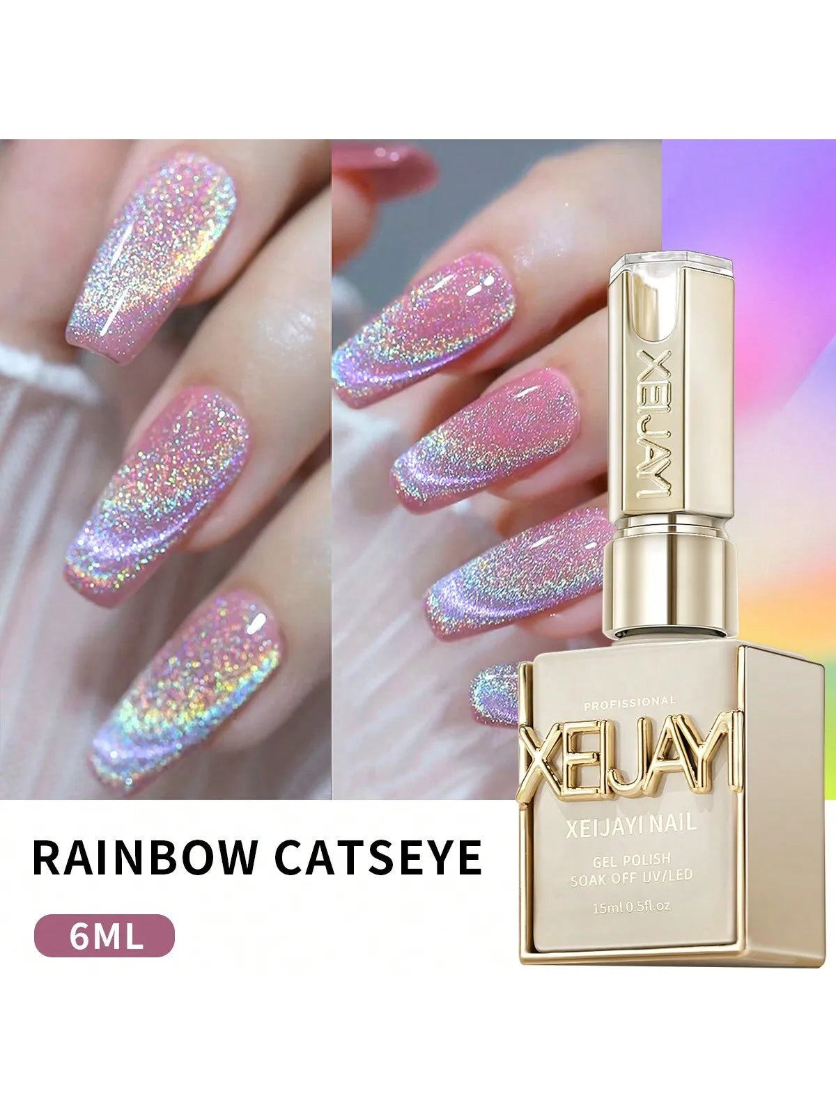 15ML Rainbow Cat Eye Nail Polish Gel Phototherapeutic Gel Soak Off