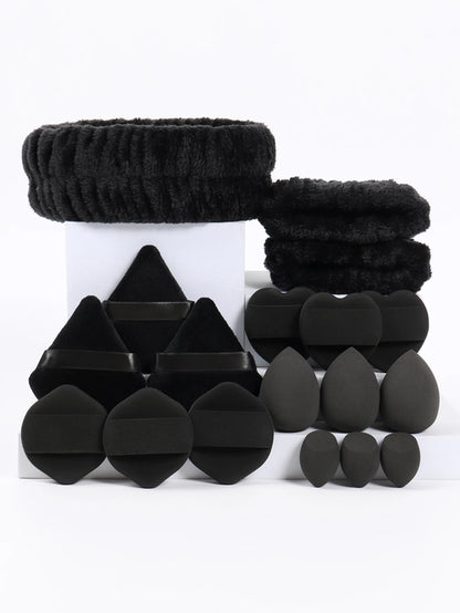 18 piece headband set. 1 hair band & 2 wrist bands & 3 make-up Sponges