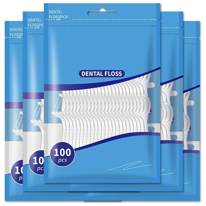 200pcs Dental Floss and Plastic Toothpicks for One-time Cleaning of