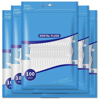 200pcs Dental Floss and Plastic Toothpicks for One-time Cleaning of