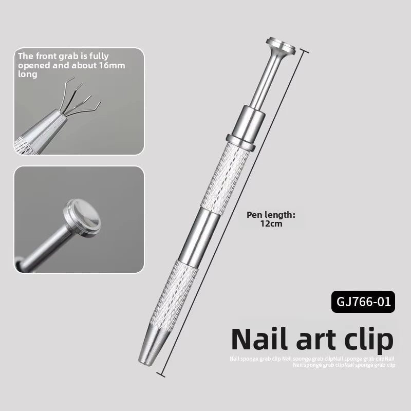 Mini Square Nail Art Sponge With 4 Prongs, Metal Pliers Set,