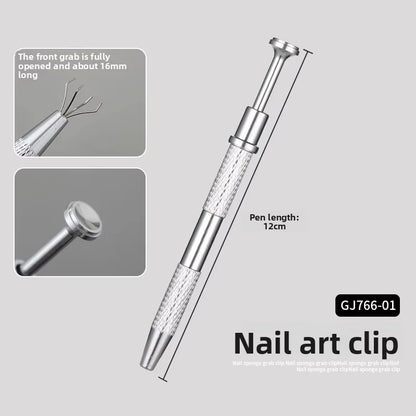 Mini Square Nail Art Sponge With 4 Prongs, Metal Pliers Set,