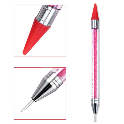 1Pcs Double Head Nail Art Dotting Pen Picking Up Rhinestones Gems Wax